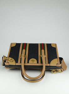 Gucci Boston bag in black and hazelnut canvas