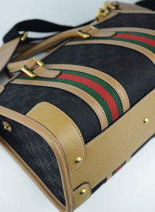 Gucci Boston bag in black and hazelnut canvas