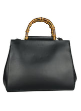 Load image into Gallery viewer, Gucci Nymphaea Plain Bamboo bag in black leather
