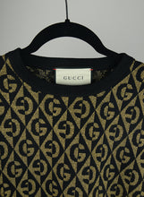 Load image into Gallery viewer, Gucci Black and gold pullover and skirt suit with GG - Size. S
