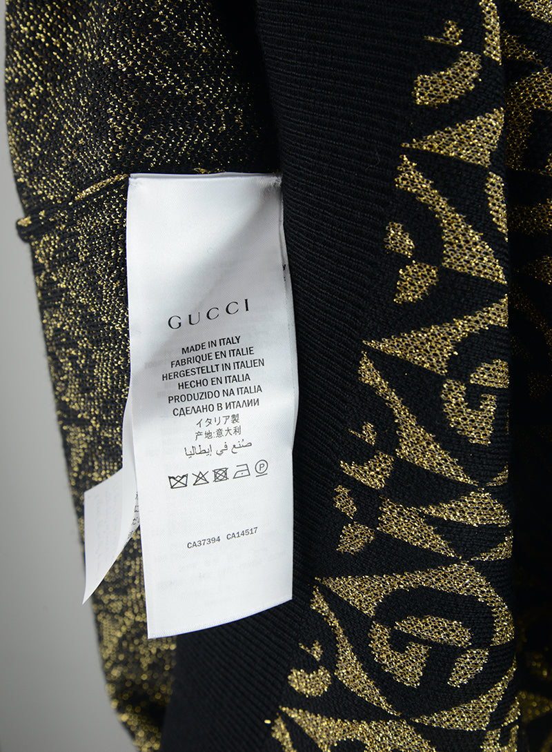 Gucci Black and gold pullover and skirt suit with GG - Size. S