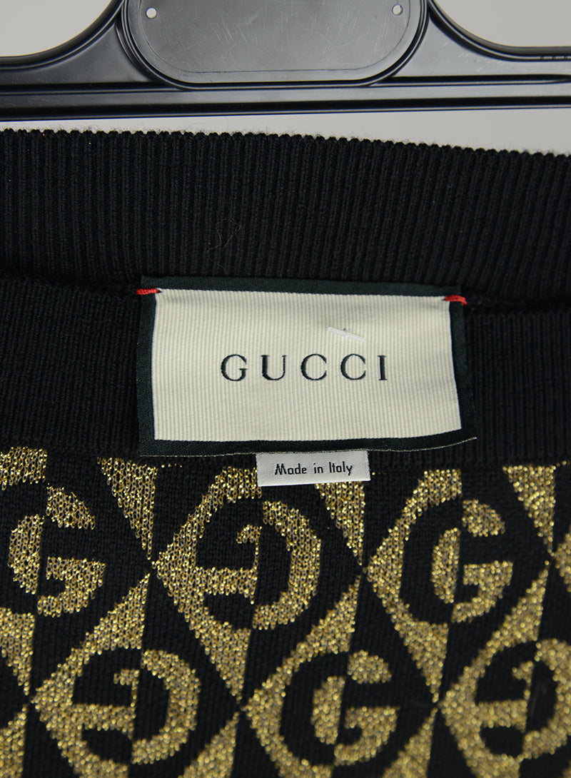 Gucci Completo Pull e Gonna nero e oro con GG - Tg. S