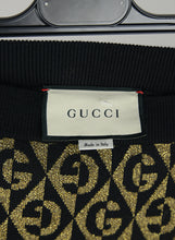 Carica l&#39;immagine nel visualizzatore di Gallery, Gucci Completo Pull e Gonna nero e oro con GG - Tg. S
