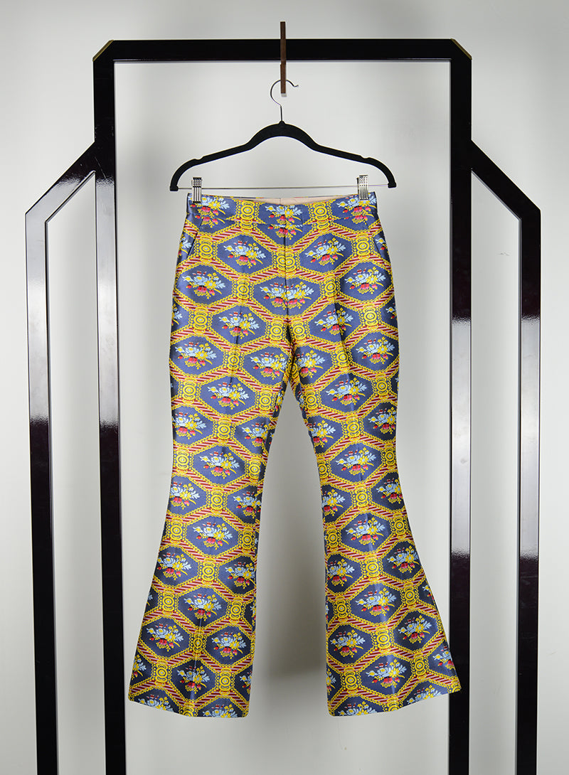 Gucci Pantaloni in seta stampa oro - Tg. 38