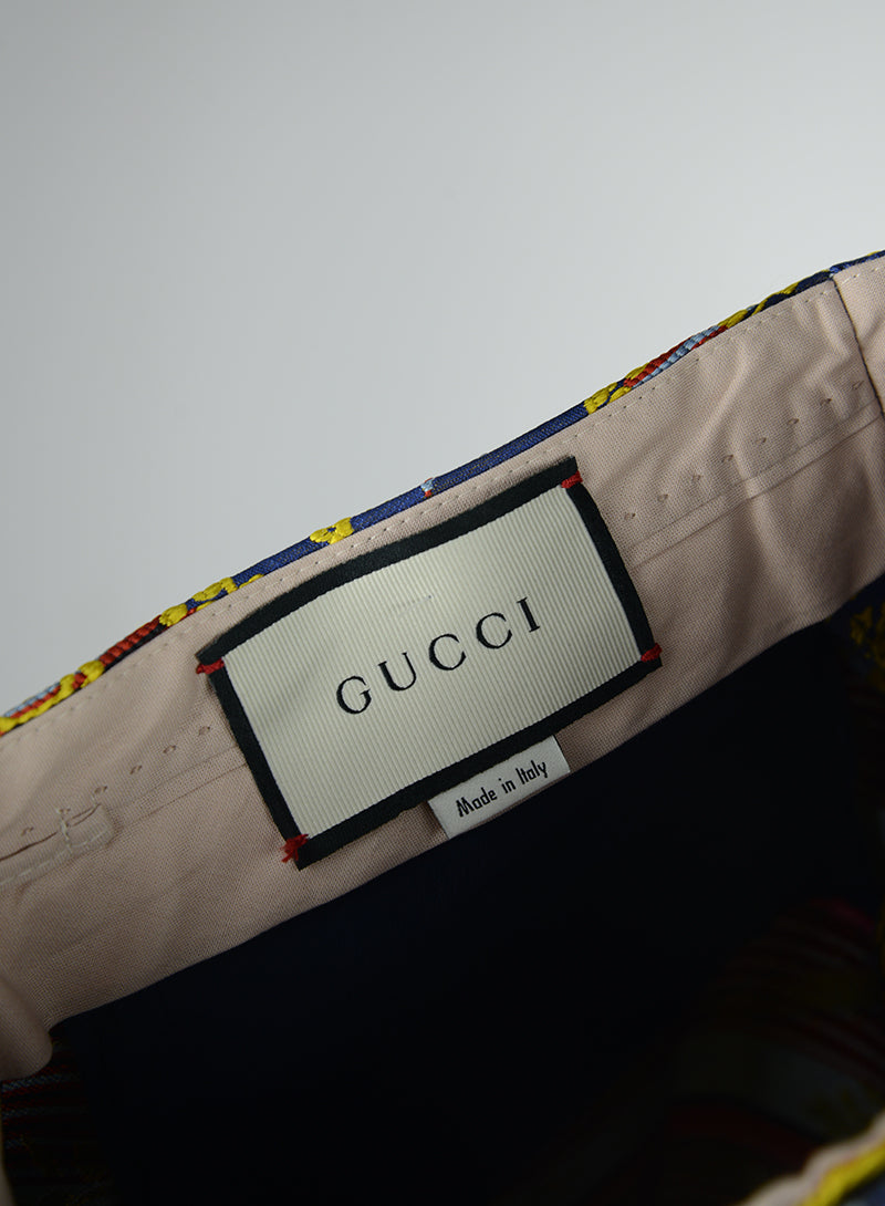 Gucci Pantaloni in seta stampa oro - Tg. 38