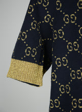 Load image into Gallery viewer, Gucci Pull in lana blu con GG oro - Tg. M

