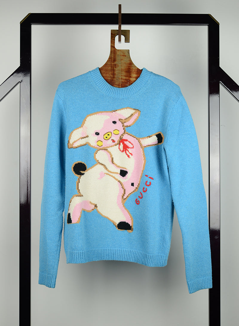 Gucci Pull in lana azzurro con mailalino - Tg. S