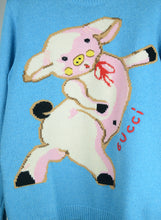 Load image into Gallery viewer, Gucci Light blue wool sweater with piglet - Size. S
