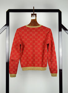 Gucci Pull in lana rosso con GG oro - Tg. S