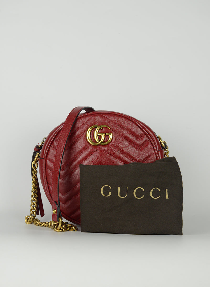 Gucci Tracolla Marmont Round in pelle rossa