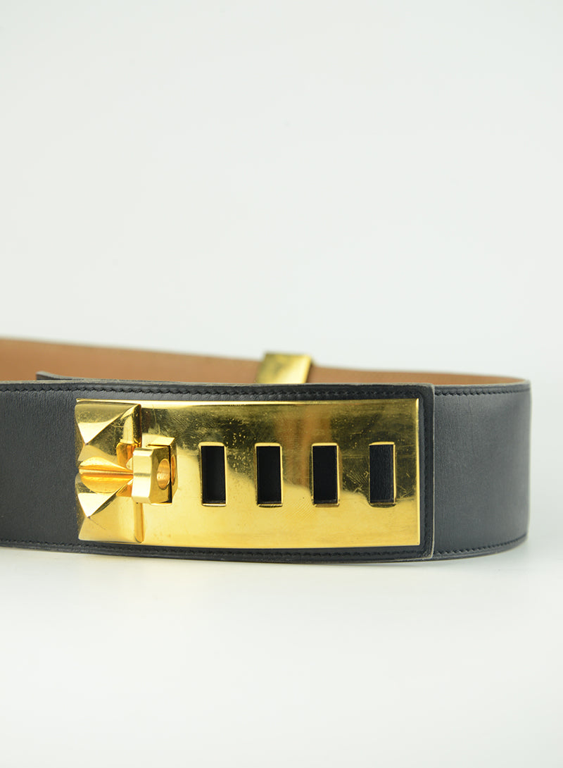 Hermes Collier de Chien black leather belt