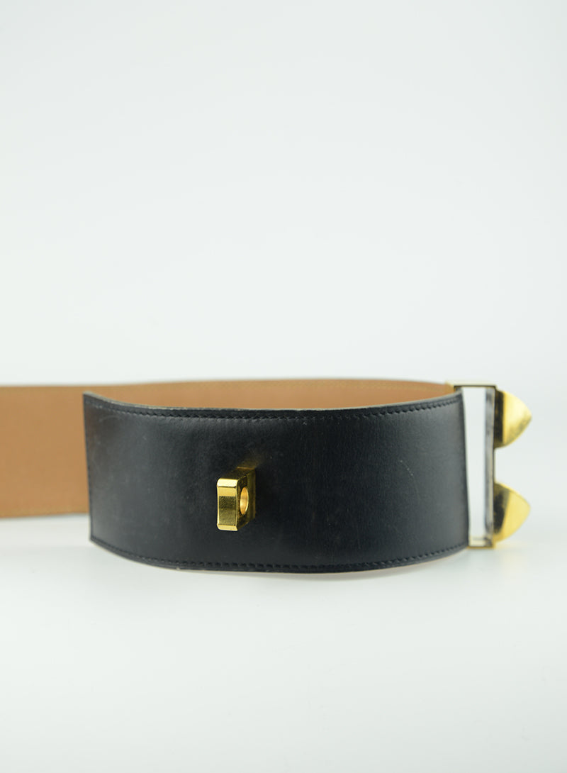 Hermes Collier de Chien black leather belt