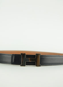 Hermès Constance belt in black and beige leather