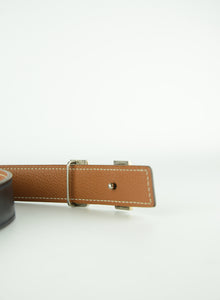 Hermès Cintura Constance in pelle nera e beige