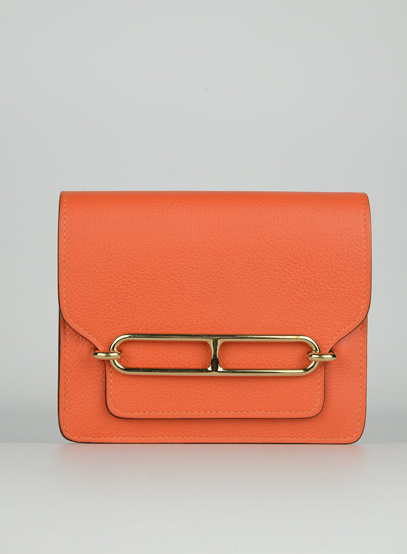 Hermès Portafogli in pelle Orange Roulis slim