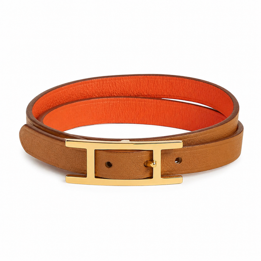 Hermès Bracciale Behapi Double tour gold-orange