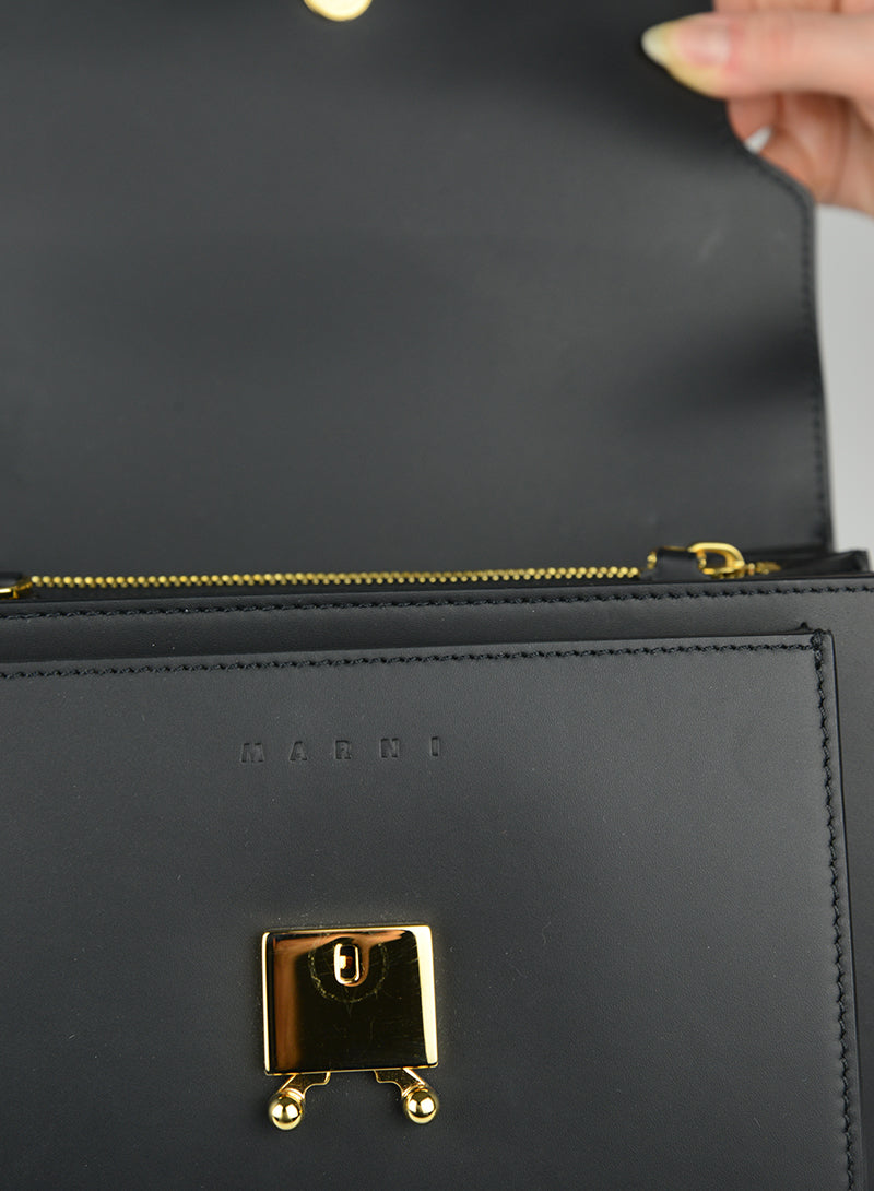 MARNI Trunk bag in matte black leather