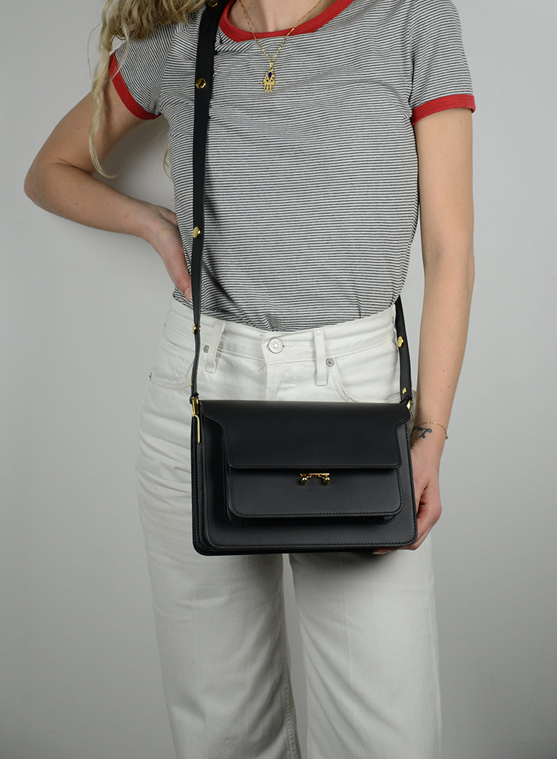 MARNI Trunk bag in matte black leather