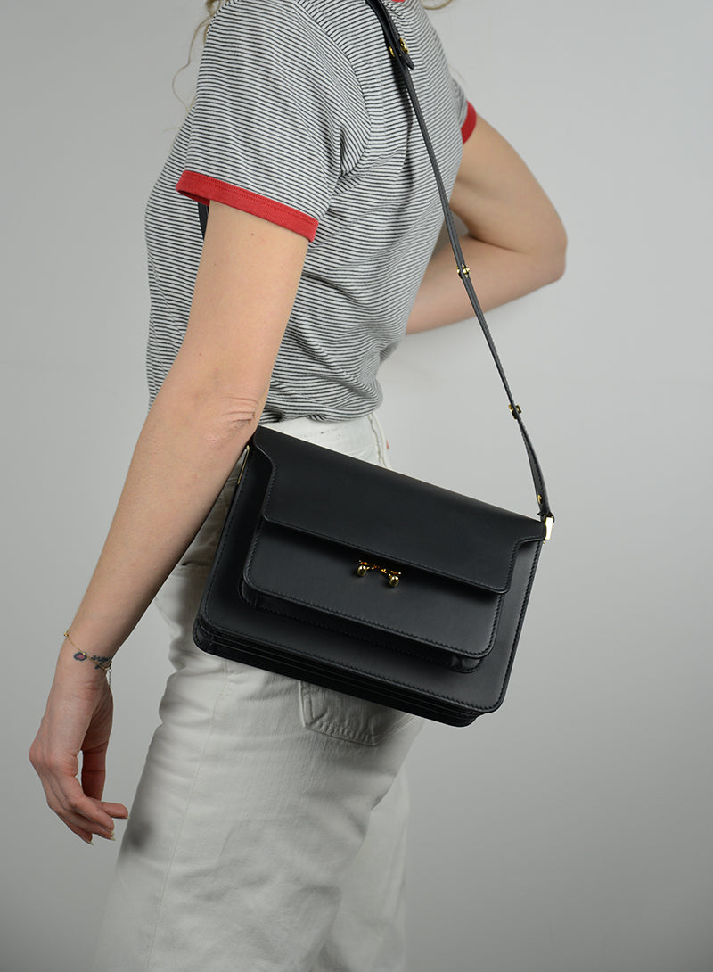 MARNI Trunk bag in matte black leather