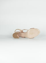 Carica l&#39;immagine nel visualizzatore di Gallery, Miu Miu sandali in raso rosa cipria con perle - N. 39
