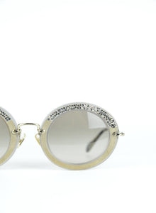 Miu Miu Beige sunglasses with rhinestones
