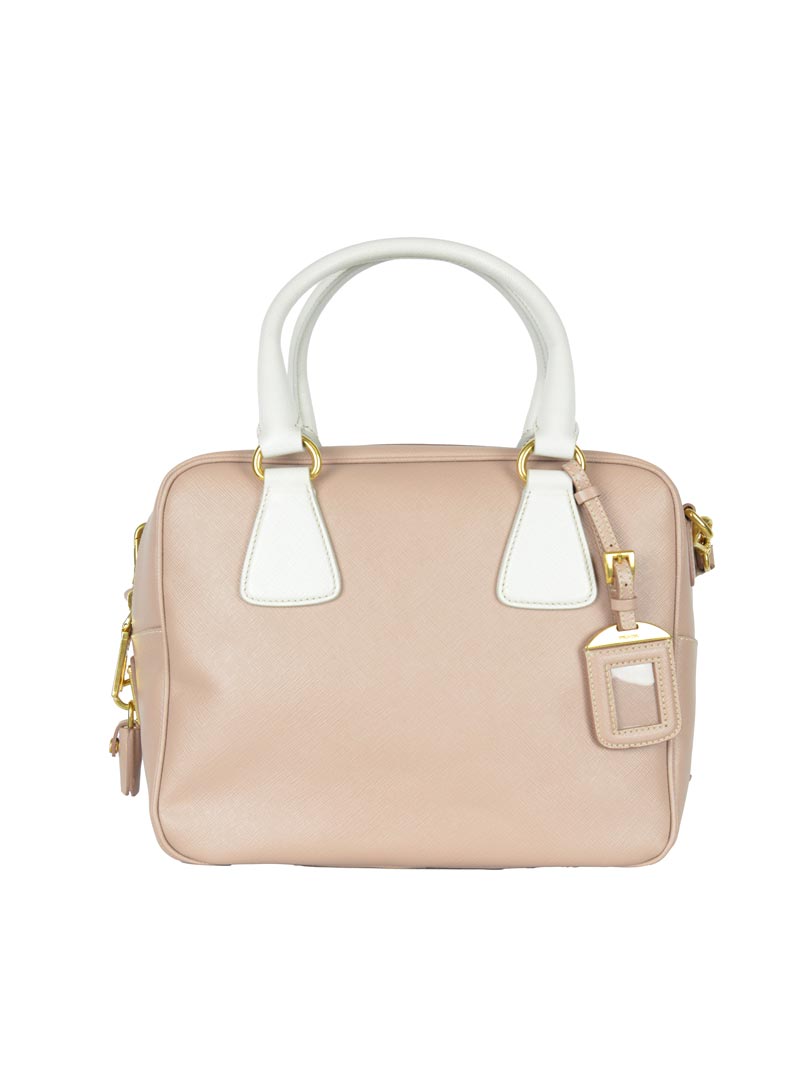 Prada Pink Saffiano leather bowling bag