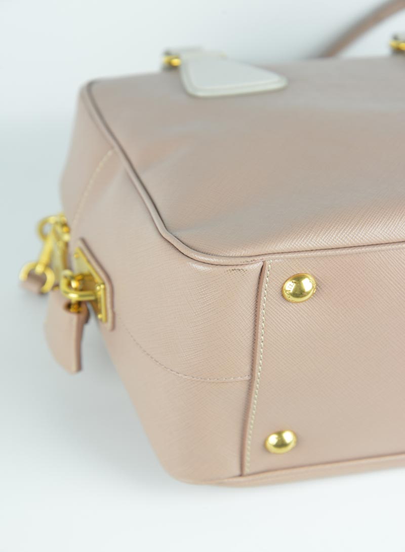 Prada Pink Saffiano leather bowling bag