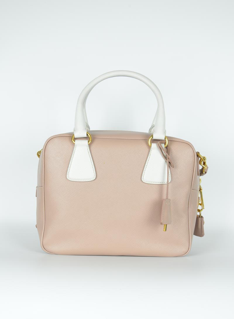 Prada Pink Saffiano leather bowling bag