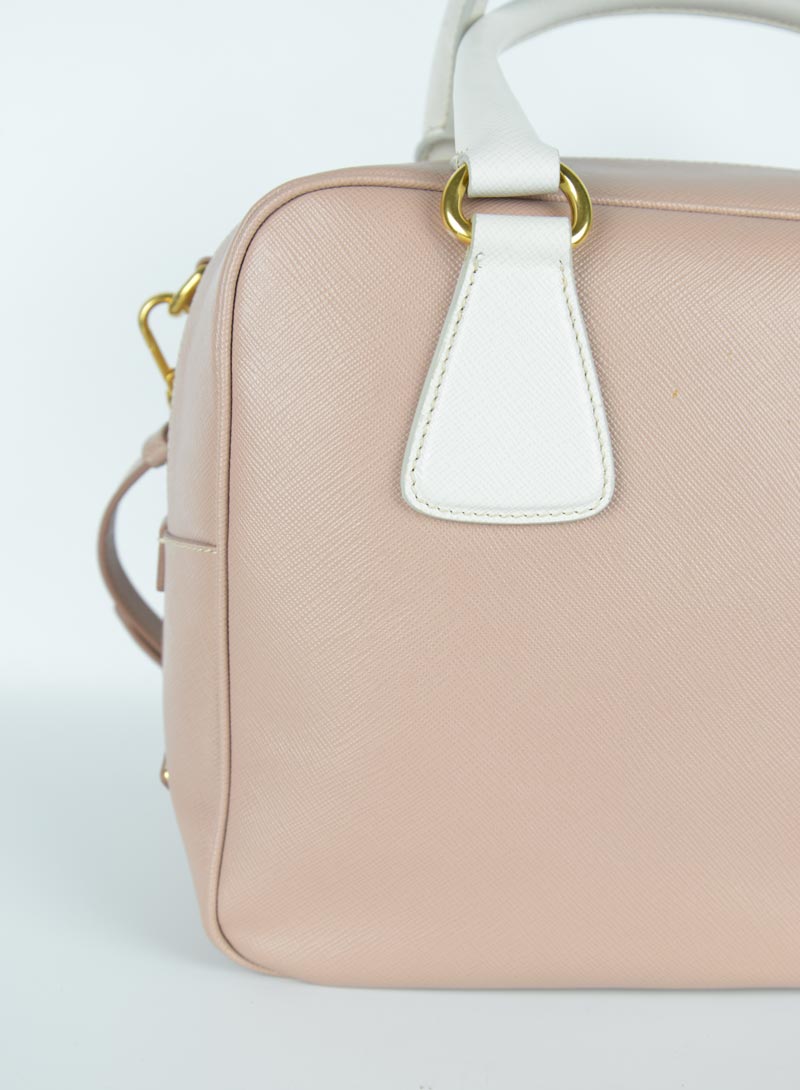 Prada Pink Saffiano leather bowling bag