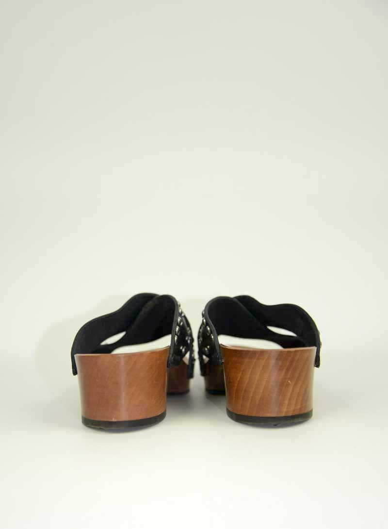 Saint Laurent Zoccoli in legno e pelle nera - N. 39