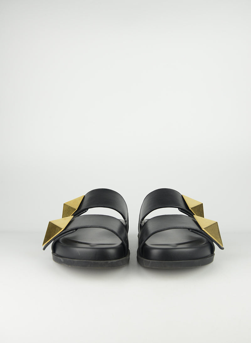 Valentino Ciabatte Studs in pelle nera - N. 35