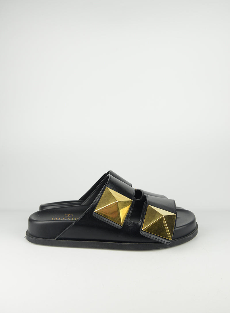 Valentino Ciabatte Studs in pelle nera - N. 35