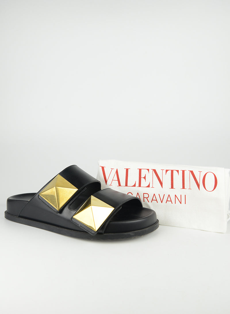 Valentino Ciabatte Studs in pelle nera - N. 35