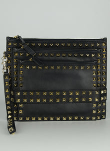 Valentino Trio Rockstud clutch bag in black leather