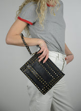 Load image into Gallery viewer, Valentino Trio Rockstud clutch bag in black leather
