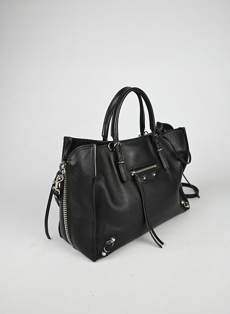 Balenciaga Borsa Papier piccola in pelle nera
