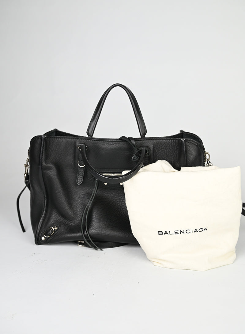 Balenciaga Borsa Papier piccola in pelle nera