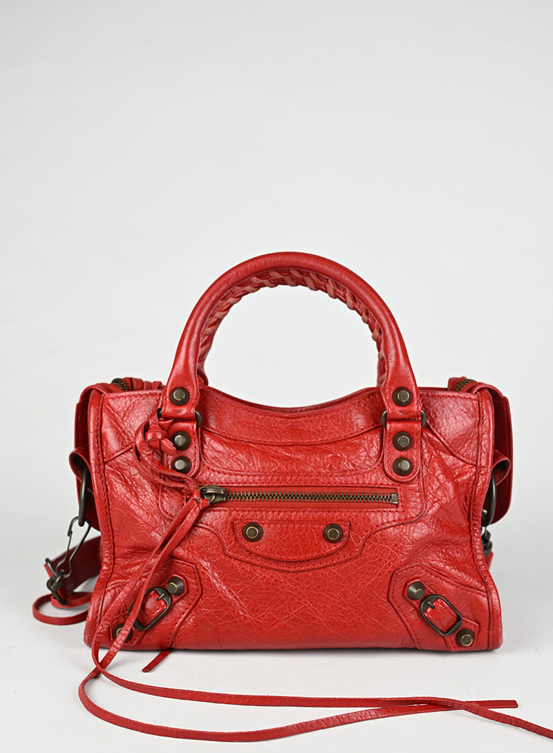 Balenciaga Borsa a Tracolla Mini City Pelle Rossa