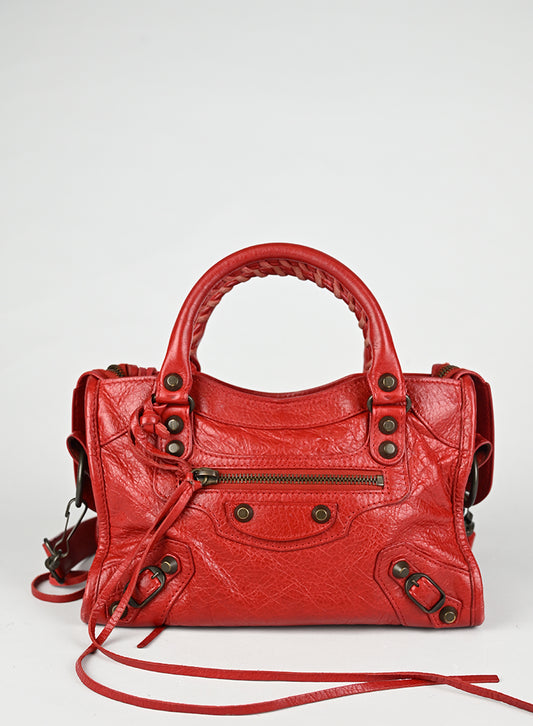 Balenciaga Borsa a Tracolla Mini City Pelle Rossa