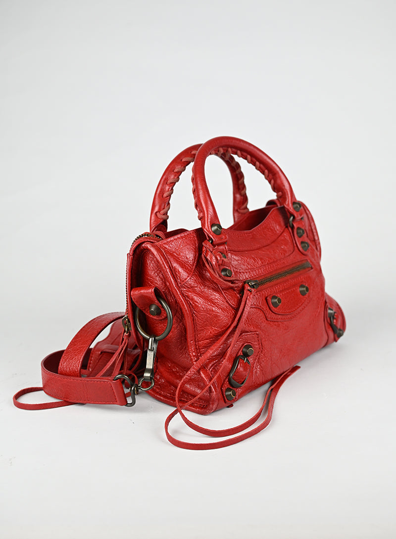 Balenciaga Borsa a Tracolla Mini City Pelle Rossa