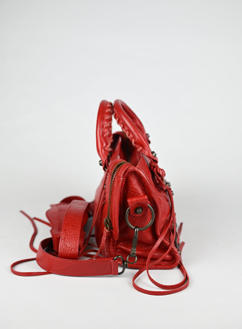 Balenciaga Borsa a Tracolla Mini City Pelle Rossa