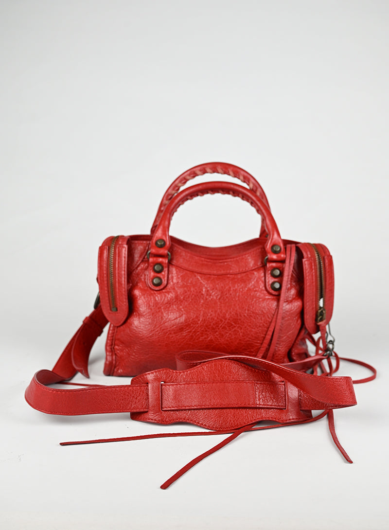 Balenciaga Borsa a Tracolla Mini City Pelle Rossa