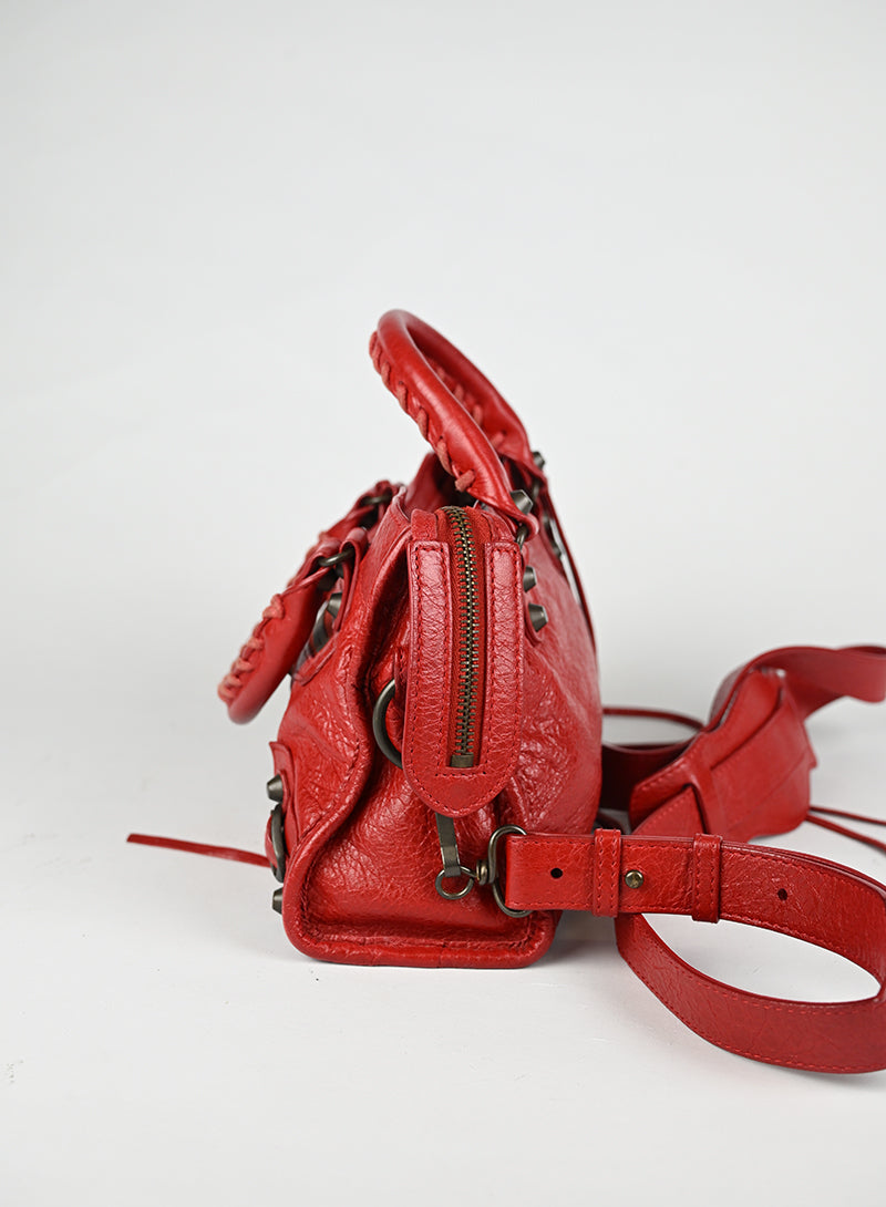 Balenciaga Borsa a Tracolla Mini City Pelle Rossa