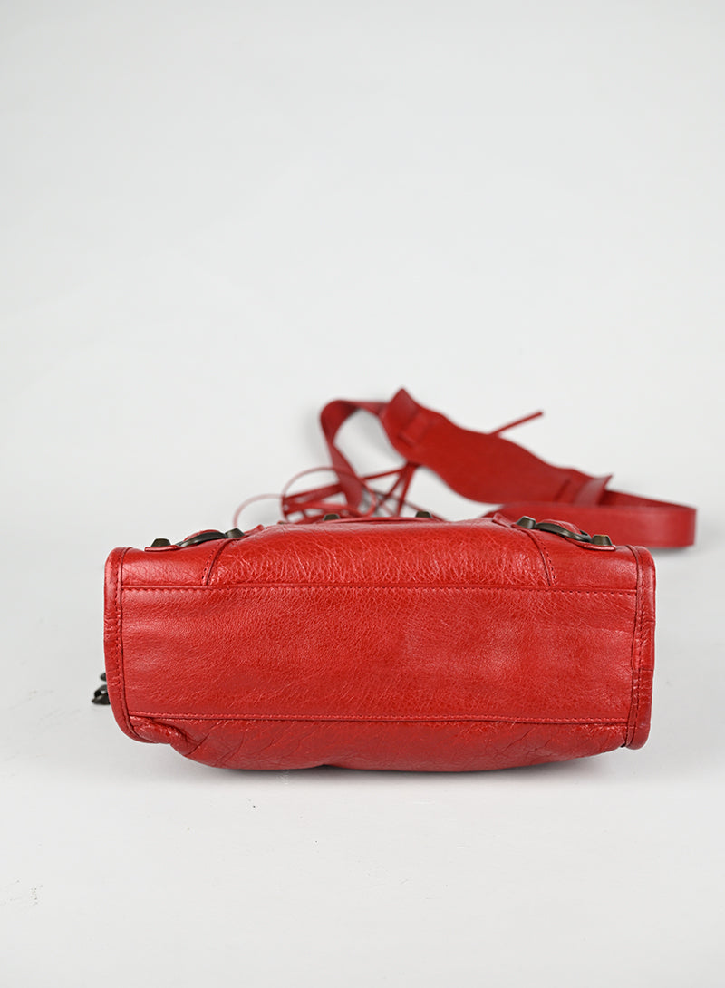 Balenciaga Borsa a Tracolla Mini City Pelle Rossa