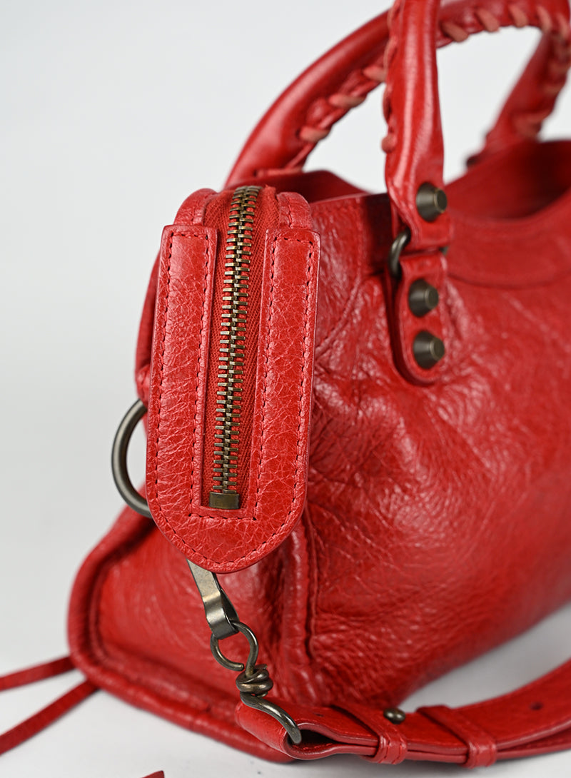 Balenciaga Borsa a Tracolla Mini City Pelle Rossa