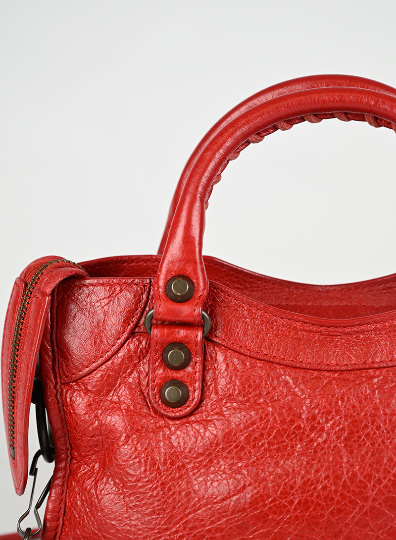 Balenciaga Borsa a Tracolla Mini City Pelle Rossa