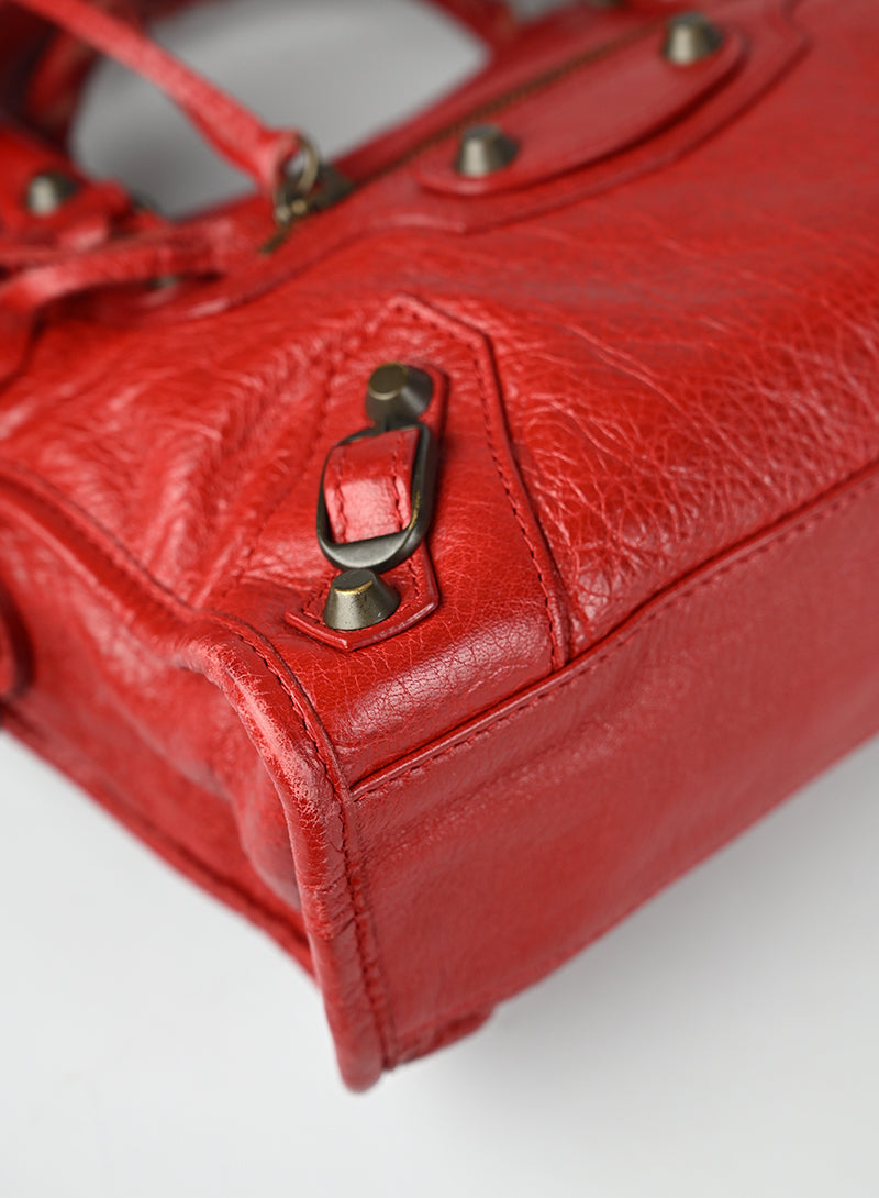 Balenciaga Borsa a Tracolla Mini City Pelle Rossa