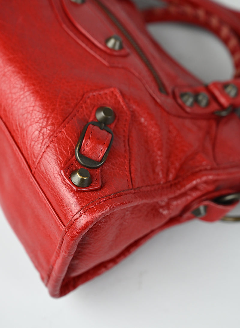 Balenciaga Borsa a Tracolla Mini City Pelle Rossa