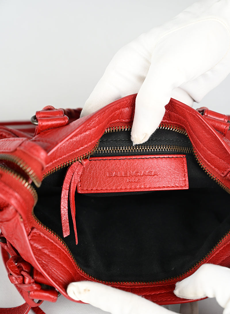 Balenciaga Borsa a Tracolla Mini City Pelle Rossa