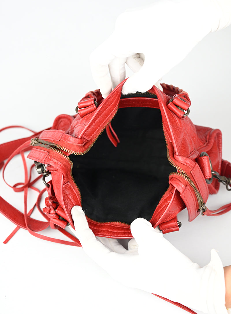 Balenciaga Borsa a Tracolla Mini City Pelle Rossa